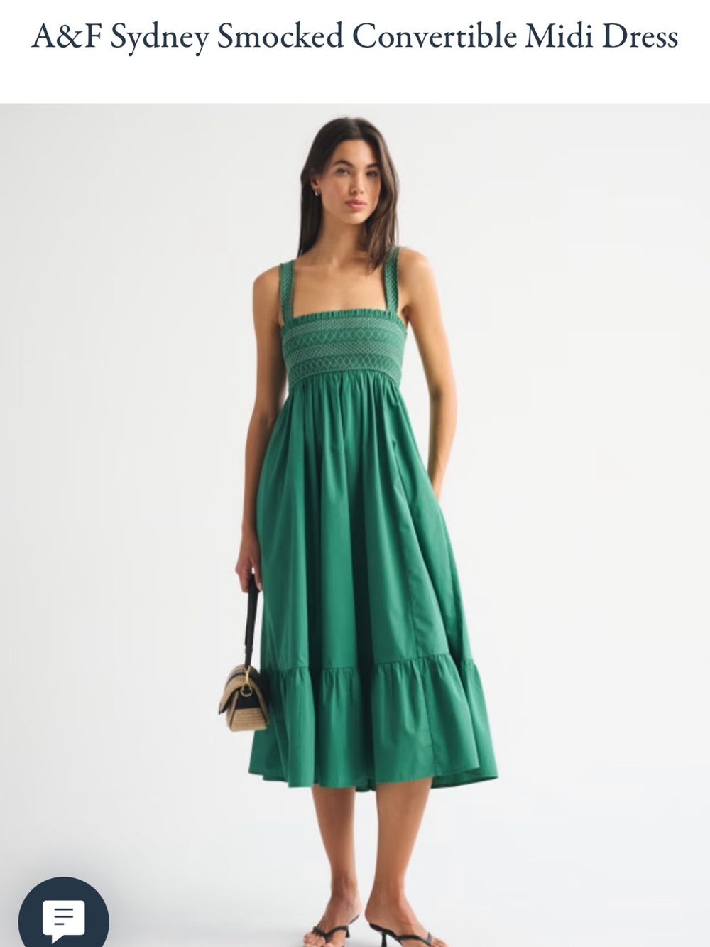 Abercrombie & Fitch Green Smocked Convertible Midi Dress